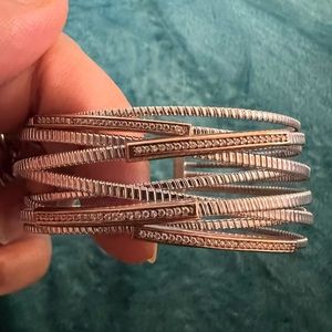 Italian sterling silver cuff bracelet with diamonds.